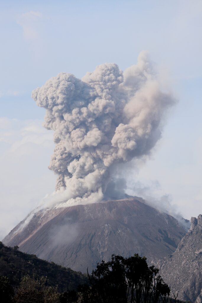 Santiaguito volcano erupting 